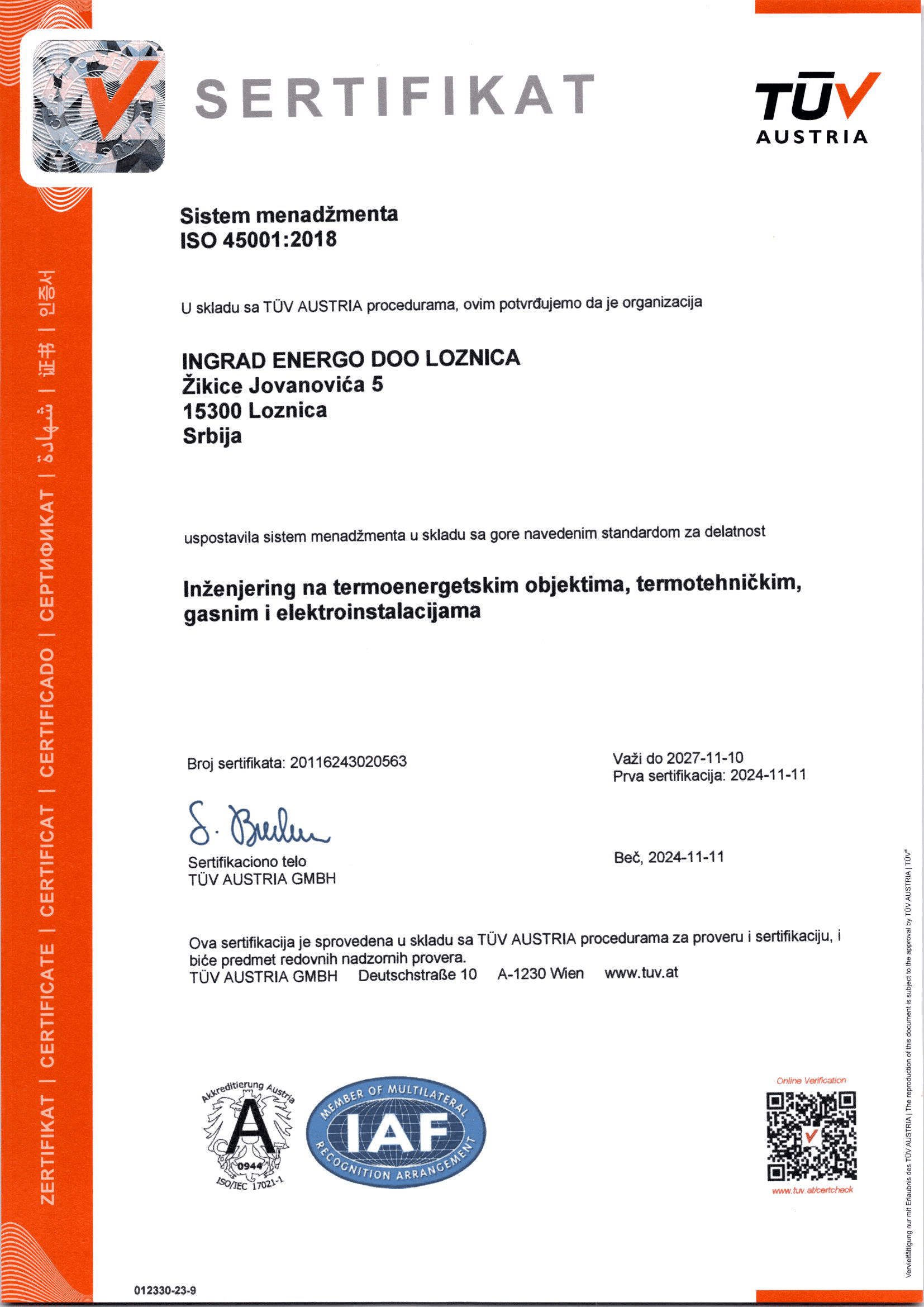 ISO 45001:2018 - Bezbednost i Zdravlje na Radu