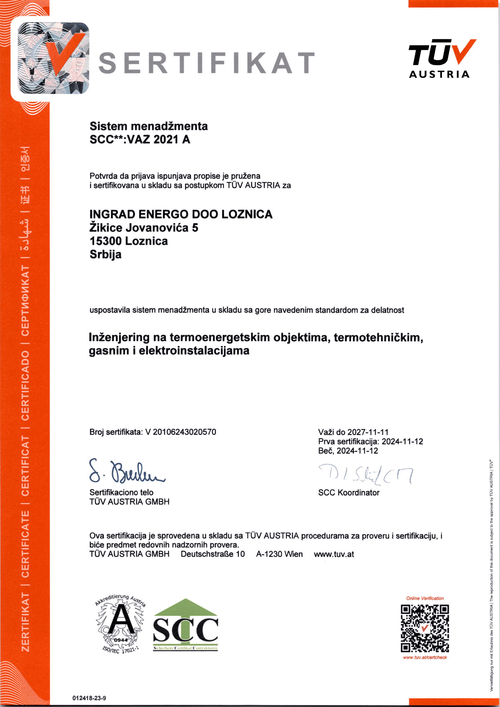 SCC**:VAZ 2021 A - Bezbednost